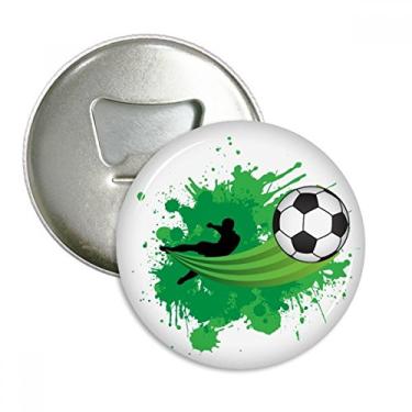 Imagem de Abridor de garrafas com ímã de geladeira para esportes de futebol com braguilha e emblema multifuncional