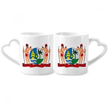 Imagem de Suriname South Ameica National Emblem Couple Porcelain Mug Set Ceramic Lover Cup Heart Handle