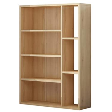 Imagem de KIZQYN Estante de livros moderna, cor de madeira, quatro camadas e três compartimentos, unidade de armazenamento de exibição de prateleira escritório móveis de sala de estar estante