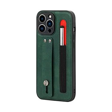 Imagem de Alça de pulso fosco cabe no estojo fino para iPhone 14 13 12 11 Pro Max Estojo à prova de queda robusto, verde, para iPhone 13 Mini