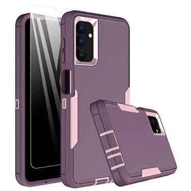 Imagem de Dahkoiz Capa para celular Samsung Galaxy A13 5G, com protetor de tela de vidro, capa à prova de poeira, suporte magnético para carro, proteção de borracha de silicone de corpo inteiro, rosa/roxo