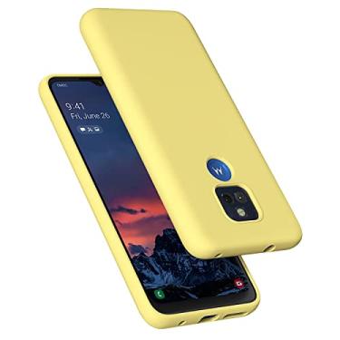 Imagem de E Segoi Capa para Moto G Play 2021, capa de borracha de gel de silicone líquido à prova de choque, forro de microfibra macio compatível com Motorola Moto G Play 2021 16,5 cm (amarelo)