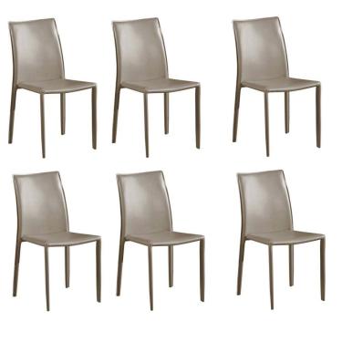 Imagem de Kit 6 Cadeiras Revestimento PVC Amanda Rivatti Móveis  Cinza