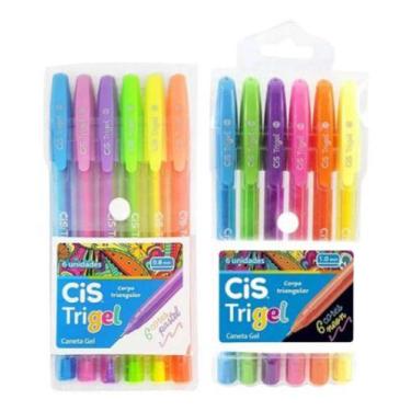 Imagem de Kit 2 Caneta Cis Trigel Neon / Pastel Estojo C/6 Cores