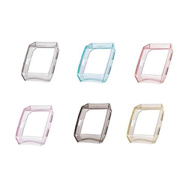 Imagem de Capa UKCOCO com 6 peças de proteção de tela de silicone TPU Buit in Capa protetora de relógio inteligente compatível com Fitbit Ionic (preto + rosa transparente + azul + amarelo + champanhe + cinza)