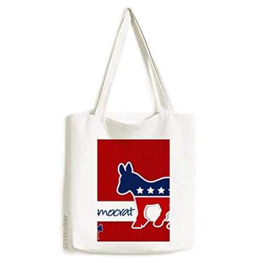 Imagem de America Burro Emblema Democrata, sacola de lona, bolsa de compras, bolsa casual