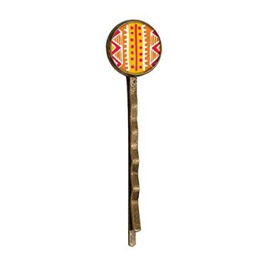 Imagem de Orange Line Totems Mexico Civilização Ancient Retro Metal Hair Bobby Pin Headwear