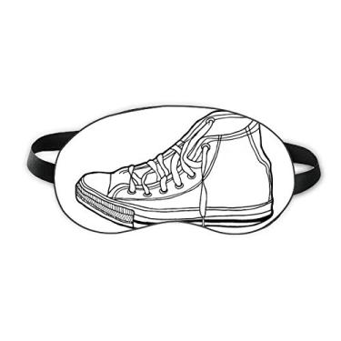 Imagem de Sapatos de lona brancos com estampa pintada à mão e proteção para os olhos para dormir, capa de sombra macia