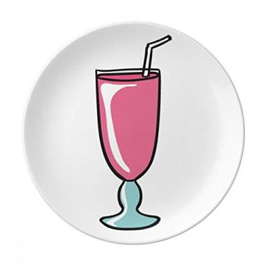 Imagem de Prato de sorvete rosa de porcelana decorativa salver louça de jantar