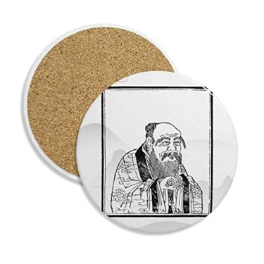 Imagem de Dao Religion Lao Tzu Caneca porta-copos China Pedra absorvente de proteção de mesa