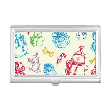 Imagem de Porta-cartões de visita com porta-cartões de Natal e boneco de neve