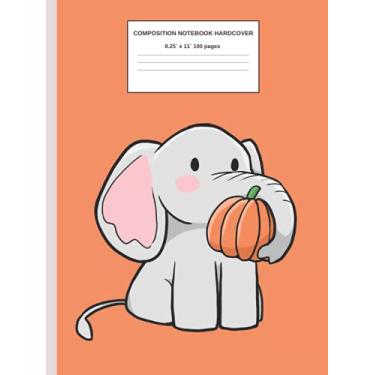 Imagem de Composition Notebook Hardcover: Cute Elephant with Pumpkin - College Ruled for School or Journaling