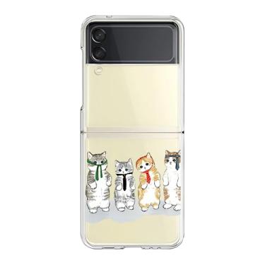 Imagem de Para Samsung Galaxy Z Flip 3 Z Flip 4 Z Flip3 Flip4 Flip 4 3 5G Estojo Transparent Flower Hard PC Case, Z9, para Z Flip 3 (5G)