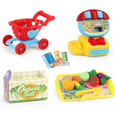 Imagem de Mercadinho Comidinha Caixa Registradora Carrinho De Compras - Ark Toys