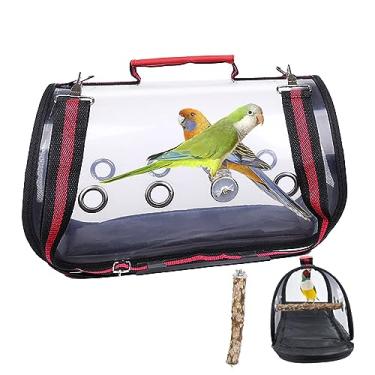 Imagem de Gaiola para transporte de pássaros, bolsa de viagem para pássaros papagaios, gaiola portátil transparente para animais de estimação Hamster respirável para fora bolsa com ombro para (Size : Large)
