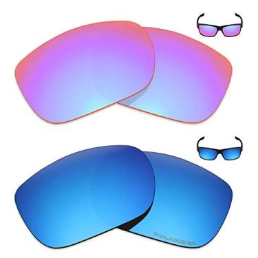 Imagem de Mryok+ 2 pares de lentes polarizadas de substituição para óculos de sol Oakley Two Face – rosa cobalto/azul gelo