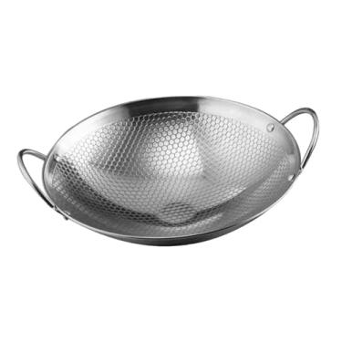 Imagem de JISADER Frigideira Wok Chinesa Wok Desenho de Condução de Calor Wok Panela Wok de Orelha Dupla Wok Wok de Aço Inoxidável para Cozinhas Domésticas, 25,4 cm