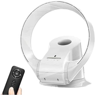 Imagem de Ventilador De Montagem Em Parede Com Controle Remoto, Ventilador Sem Lâmina De 35,7 Cm, Ventilador De Mesa De 26 W, Ventilador De Pé Oscilante De 80 Graus, Preto/prata/branco,Branco,Sensational421