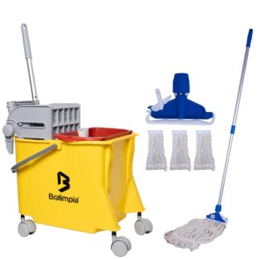 Imagem de Conjunto Balde Doblo 20flex Mais 3 Esfregão C/Cabo 1,40cm