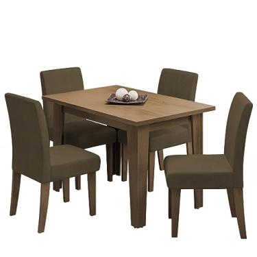 Imagem de Conjunto de Mesa Sala de Jantar Miami com 4 Cadeiras Trieste Suede 1,20m Cedro/Chocolate Dobuê