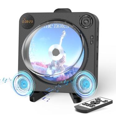 Imagem de CD Player Portable, Bluetooth CD Player with Speakers DESOBRY Small CD Player for Home with Remote Control FM Radio Digital Screen Headphone Jack, Wall CD Player Support AUX USB, Black