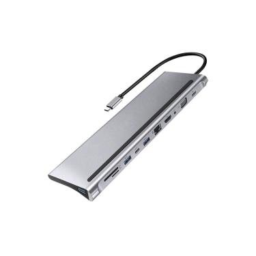 Imagem de Adaptador USB tipo C 11 em 1, docking station, alumínio, 5 cm de altura
