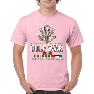 Imagem de Camiseta masculina Gulf War Proud Veteran American Vet Army Desert Storm Operation Valor DD 214 Soldier Patriotic, Rosa claro, P