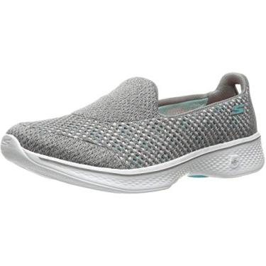 Imagem de Skechers Performance Go Walk 4 Tênis feminino para caminhada, sem cadarço, Cinza, 7.5 Wide