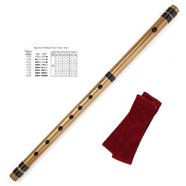 Imagem de Flauta de bambu japonesa com linhas pretas instrumento musical de bambu feito à mão de 7/8 Hon (7 Hon)