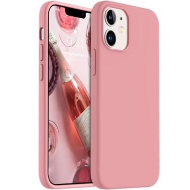 Imagem de AOTESIER Capa projetada à prova de choque para iPhone 12 Mini, capa de telefone de silicone líquido com [forro de microfibra macio antiarranhões] Capa fina fina de 5,4 polegadas, rosa suave