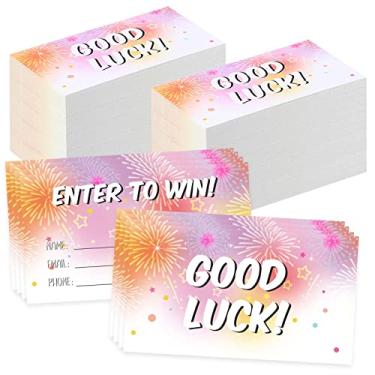 Imagem de 600 cartões coloridos de bilhetes para sorteio de entrada para ganhar 9,5 x 5 cm para concursos, leilões, sorteios, urnas com espaço para nome, endereço de e-mail e campos de número de telefone (600)