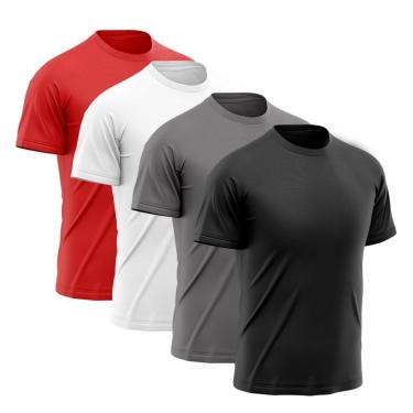Imagem de Kit 4 Camisetas de Academia- Vermelho+Branco+Cinza+Preto-Unissex