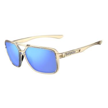 Imagem de Óculos de sol masculino e feminino estilo aviador sem emaranhado Salto – Ideal para golfe, caminhadas, corrida, pickleball e ótimo visual de estilo de vida, Golden Ray (espelhado azul-celeste