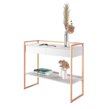Imagem de Aparador Industrial Moderno Com 2 Gavetas Branco Cobre
