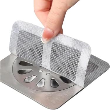 Imagem de Coletor de cabelo descartável para ralo de chuveiro, adesivo coletor de cabelo para ralo de chuveiro 4 * 4, adequado para banheiro, lavanderia, banheira, ralo de cozinha