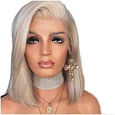 Imagem de Peruca de cabelo humano sintético, renda frontal, menina, para mulheres negras, loira, curta, sintética, a, 10 tamanhos