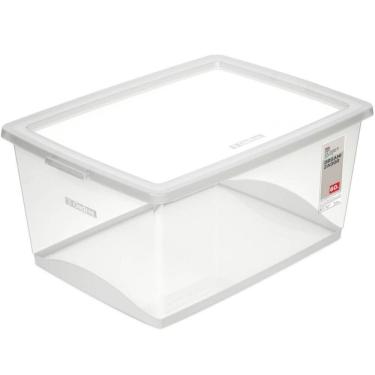 Imagem de Kit 6 Caixas Organizadoras Plásticas 60L com Tampa My Closet Ordene Multiuso Transparente Retangulares