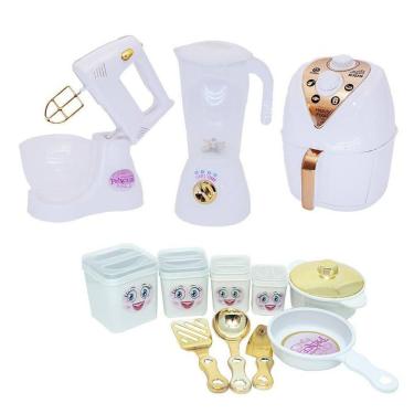 Imagem de Kit Casinha Princesa Menina Branco Air Fryer Batedeira 12Pç