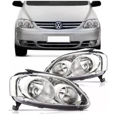 Imagem de Farol Fox, Crossfox, Spacefox 2003 2004 2005 2006 2007 2008 2009 Cromado Foco Duplo - UNIDADE Lado:ESQUERDO (MOTORISTA)
