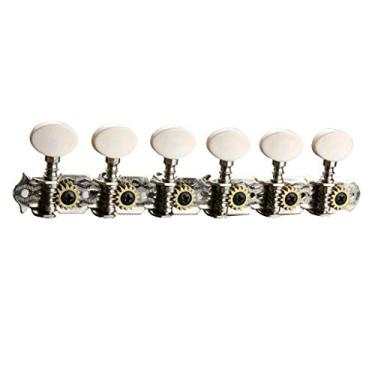 Imagem de Chaves de pino de ajuste de corda de guitarra abertas - 6 botões direitos de máquina de guitarra com cordas para guitarras clássicas/acústicas (prata)
