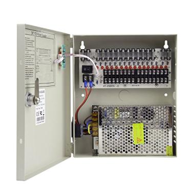 Imagem de Xenocam Porta de 16 canais 12 V CC 10 Amp com caixa de fonte de alimentação distribuída de fusível de vidro para sistema de segurança CCTV DVR e câmera ou câmeras