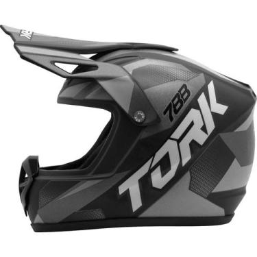Imagem de Mini Capacete Cross Tork Edition Fosco Preto e Cinza - Pro Tork