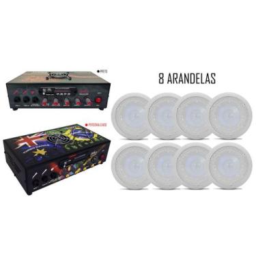 Imagem de Kit Som Ambiente Turbo Dance Bluetooth USB Com 8 Arandelas - Hurricane