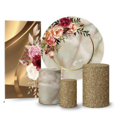 Imagem de Trio Capas Cilindro + Painel Redondo + Lateral Flores - Fadrix