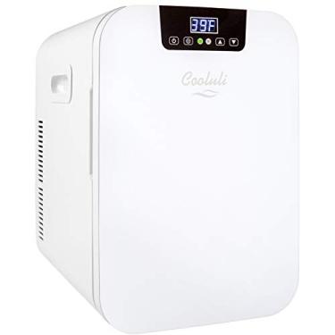 Imagem de Cooluli Mini geladeira 20L para quarto - carro, escritório e dormitório universitário - vidro frontal e controle de temperatura digital - 12v geladeira pequena para alimentos, bebidas, cuidados com a pele, leite materno e beleza (branco)