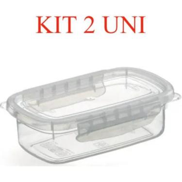 Imagem de 2 Pote Plástico Microondas Freezer Travas Raso Grande 1,1l - NITRON