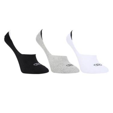 Imagem de Kit Meia Olympikus Tri Ultra Invisível c/ 3 Pares, Branco, Preto, 39/4