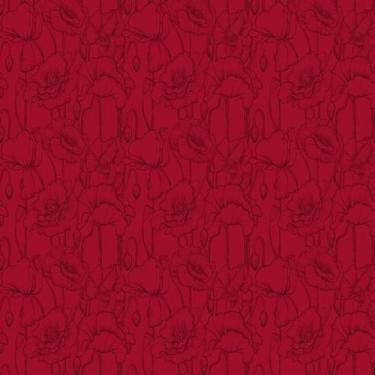 Imagem de Papel De Parede Vermelho Com Desenho Flores Adesivo Sala - LRP