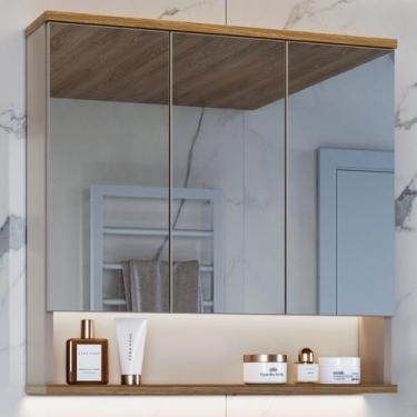 Imagem de Armário Espelheira de Banheiro Athlone 3 Portas com prateleira 76cm - 