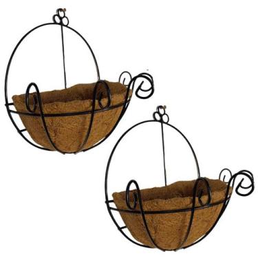 Imagem de Kit 2 Vaso De Parede de Fibra de Coco Para Plantas e Flores 30cm - Ver